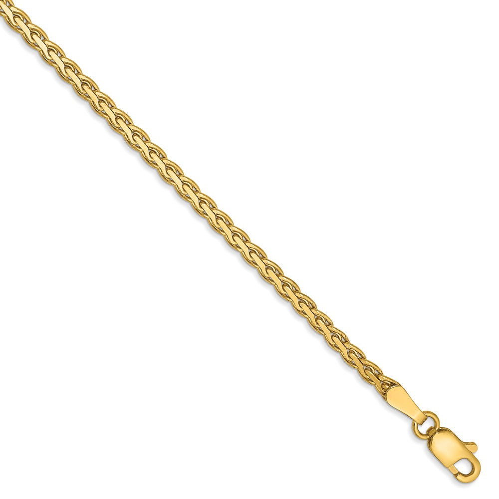 2.5mm, 14k Yellow Gold, Flat Wheat Chain Bracelet, 7 Inch, Item C8330-07 by The Black Bow Jewelry Co.