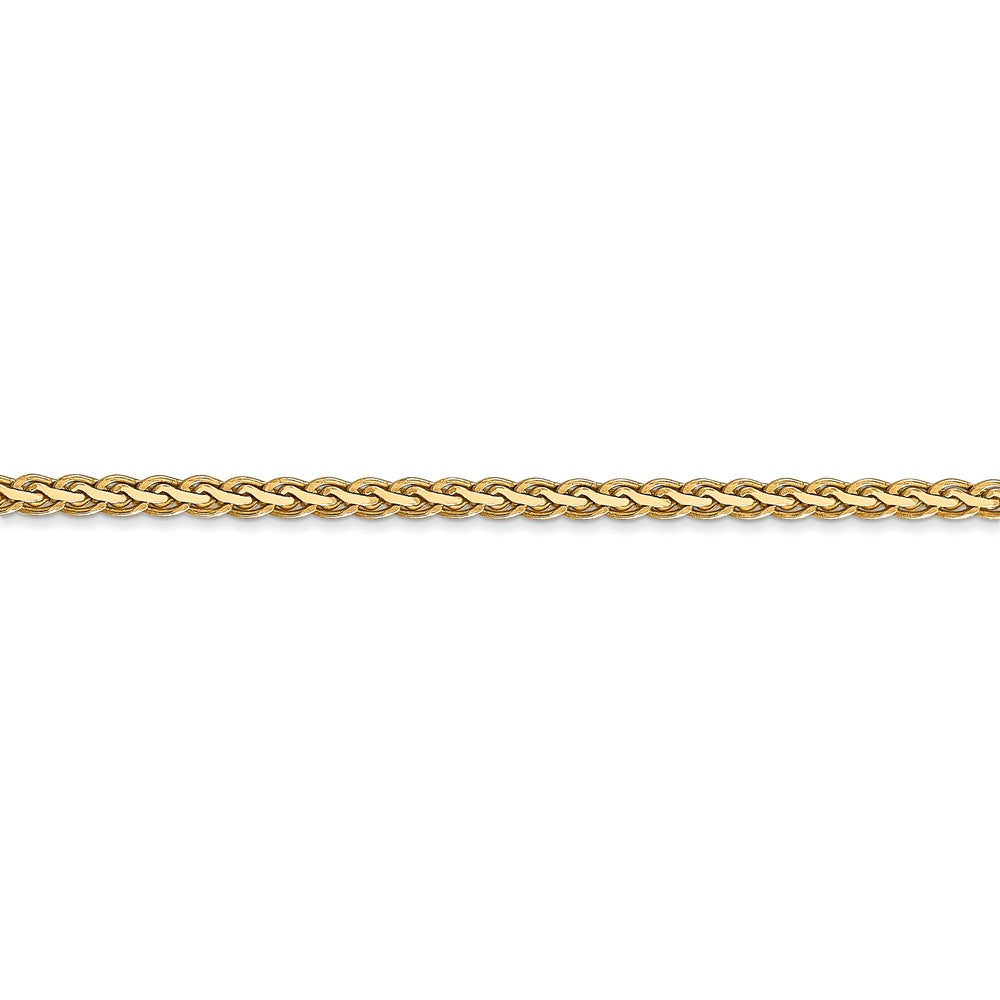 Alternate view of the 2.5mm, 14k Yellow Gold, Flat Wheat Chain Bracelet, 7 Inch by The Black Bow Jewelry Co.