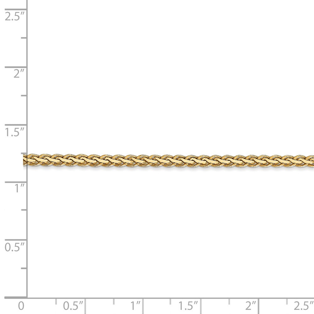 Alternate view of the 2.5mm, 14k Yellow Gold, Flat Wheat Chain Bracelet, 7 Inch by The Black Bow Jewelry Co.