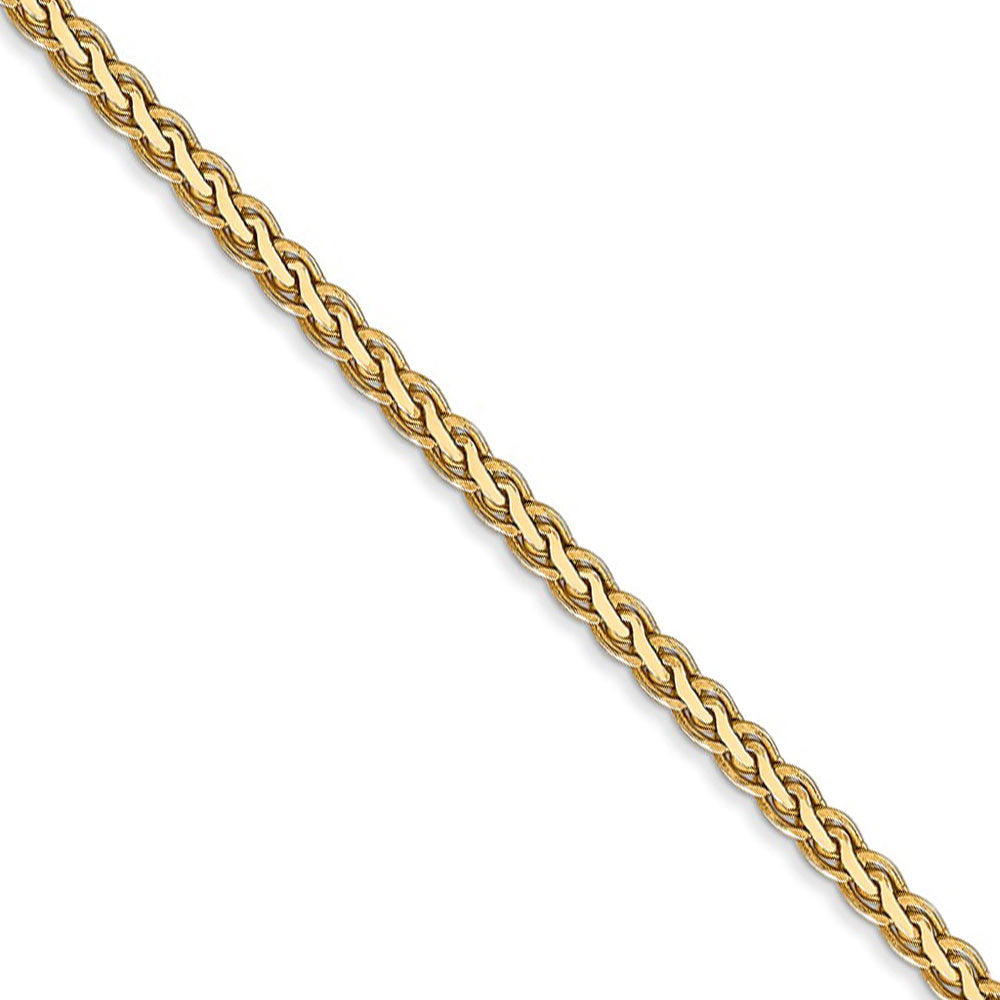 2.5mm, 14k Yellow Gold, Flat Wheat Chain Necklace, Item C8330 by The Black Bow Jewelry Co.