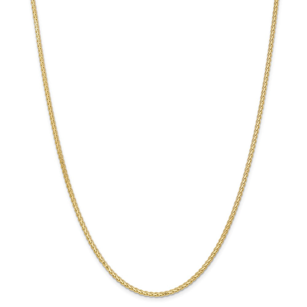 Alternate view of the 2.5mm, 14k Yellow Gold, Flat Wheat Chain Necklace by The Black Bow Jewelry Co.