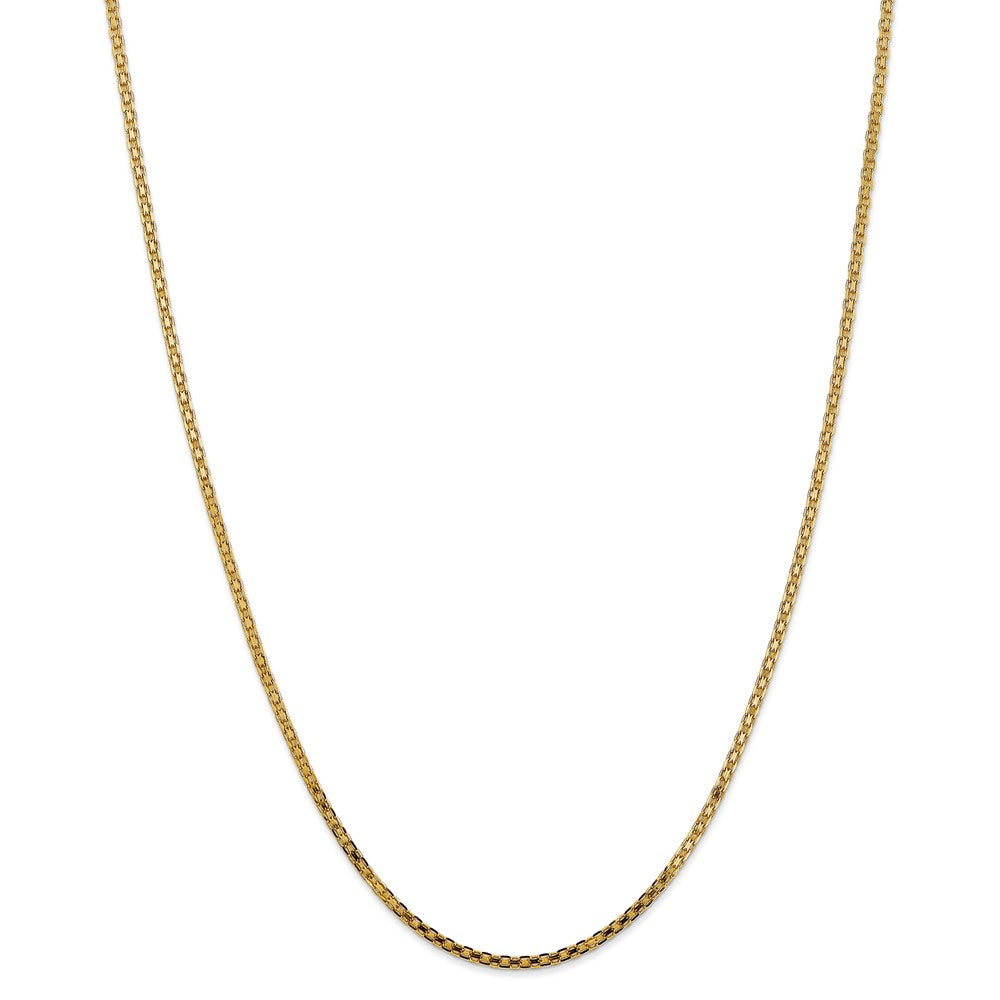 Alternate view of the 2mm, 14k Yellow Gold, Flat Bismark Mesh Chain Necklace by The Black Bow Jewelry Co.