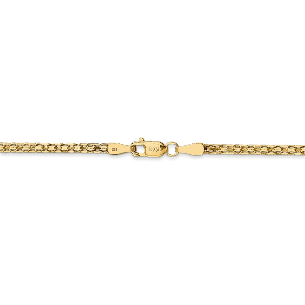 Alternate view of the 2mm, 14k Yellow Gold, Flat Bismark Mesh Chain Necklace by The Black Bow Jewelry Co.