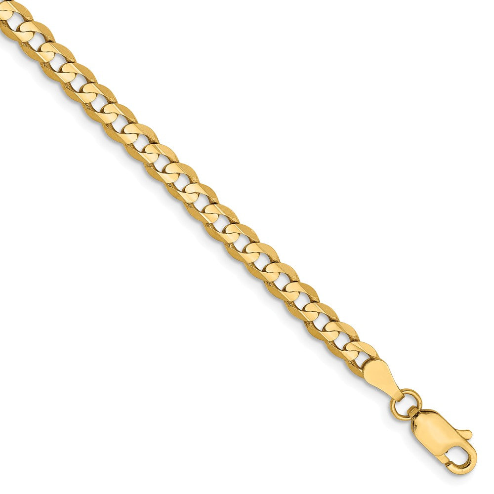 3.8mm, 14k Yellow Gold, Open Concave Curb Chain Bracelet, Item C8351-B by The Black Bow Jewelry Co.