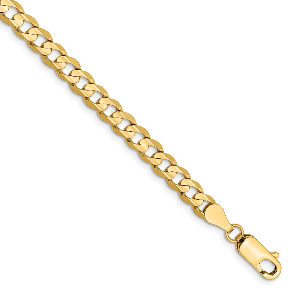 4.5mm, 14k Yellow Gold, Open Concave Curb Chain Bracelet