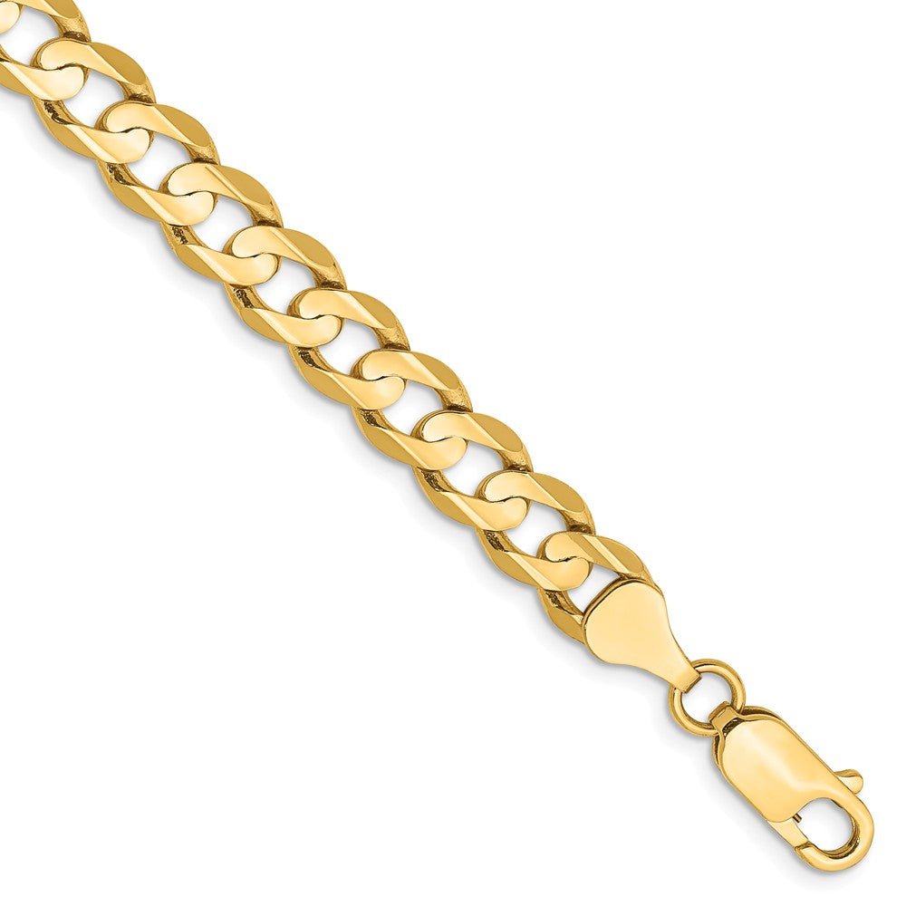 Men&#39;s 6.75mm 14k Yellow Gold Open Concave Curb Chain Bracelet, Item C8354-B by The Black Bow Jewelry Co.