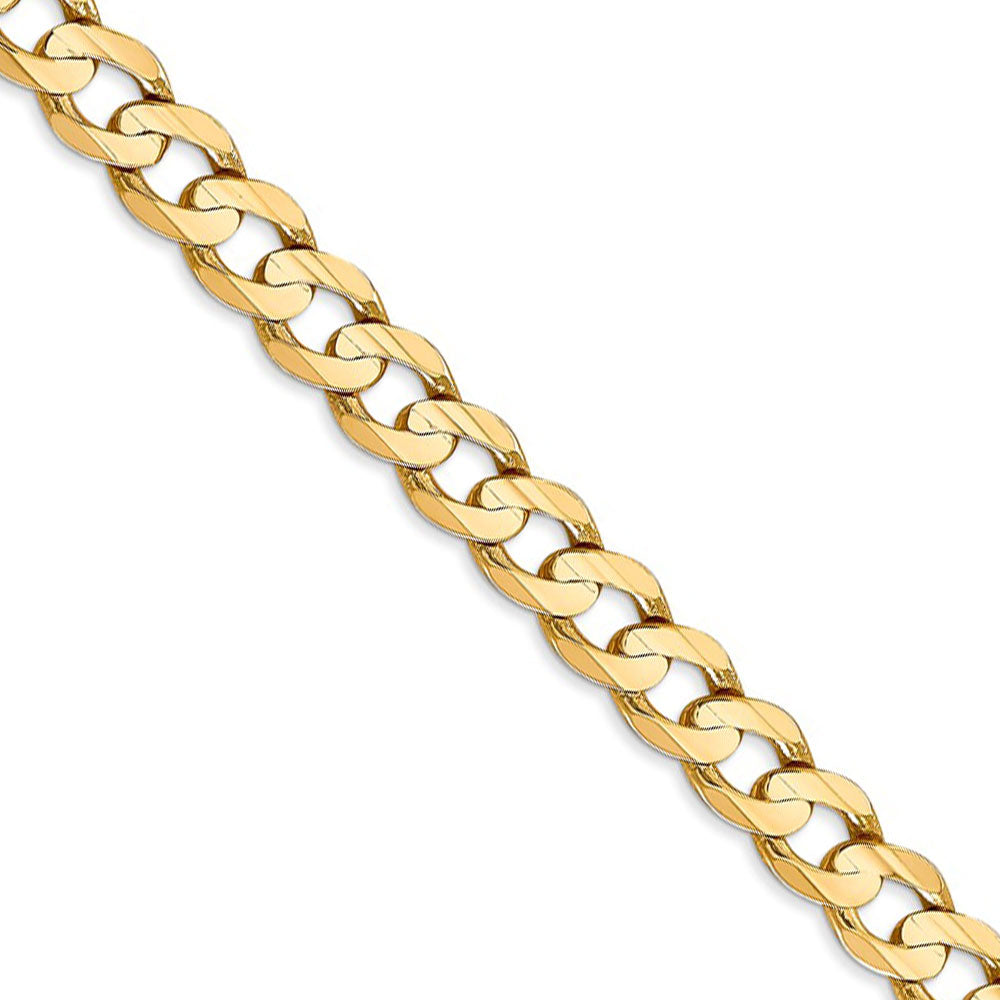 Men&#39;s 6.75mm 14k Yellow Gold Open Concave Curb Chain Necklace