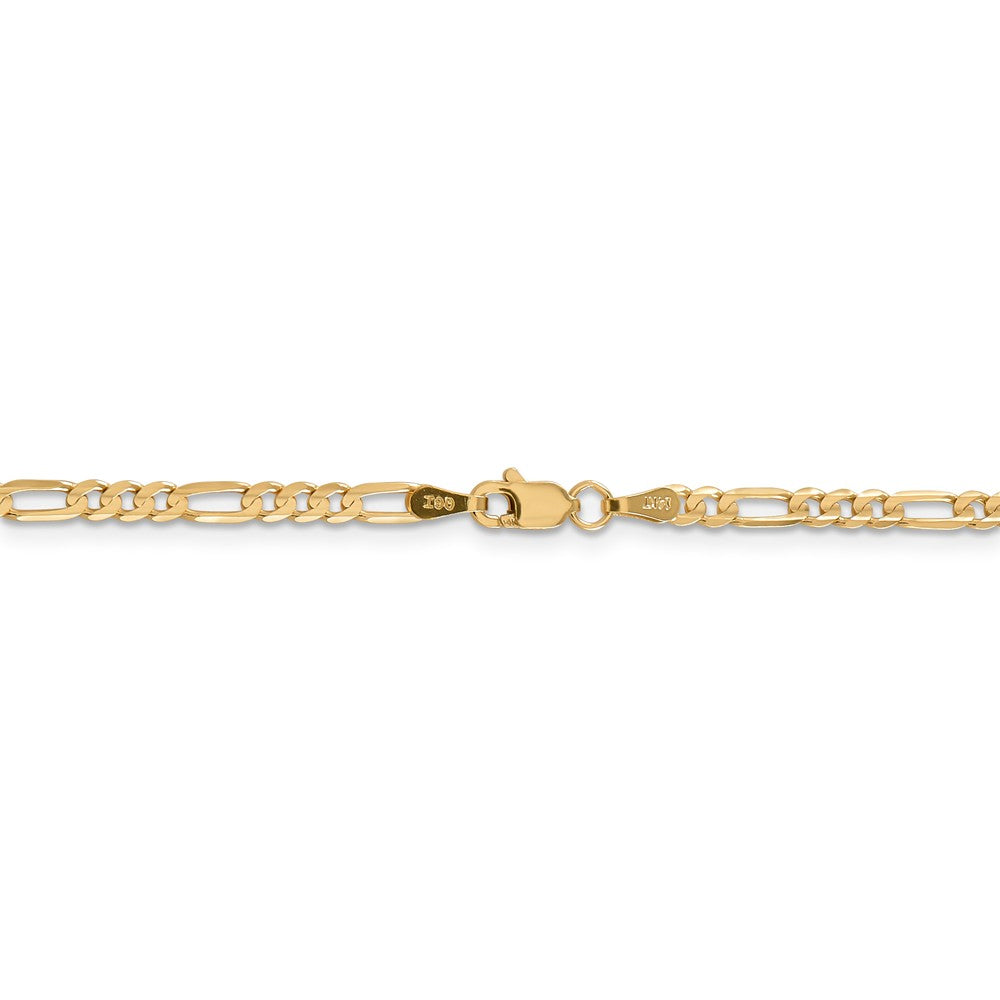 Alternate view of the 3mm, 14k Yellow Gold, Open Concave Figaro Chain Necklace by The Black Bow Jewelry Co.