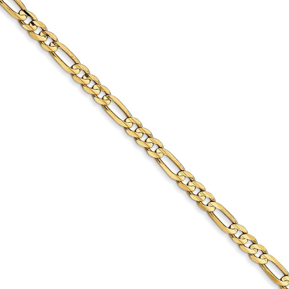 3mm, 14k Yellow Gold, Open Concave Figaro Chain Necklace