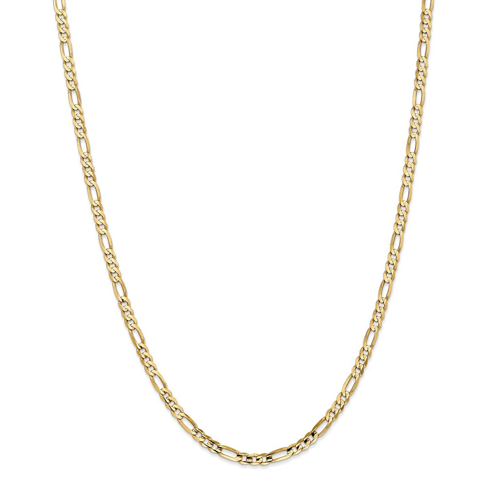 Alternate view of the 4mm, 14k Yellow Gold, Open Concave Figaro Chain Necklace by The Black Bow Jewelry Co.