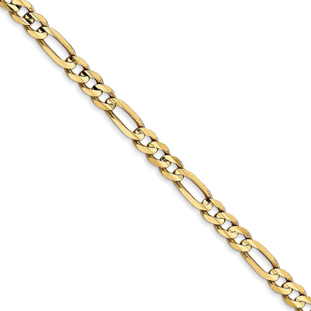 4mm, 14k Yellow Gold, Open Concave Figaro Chain Necklace
