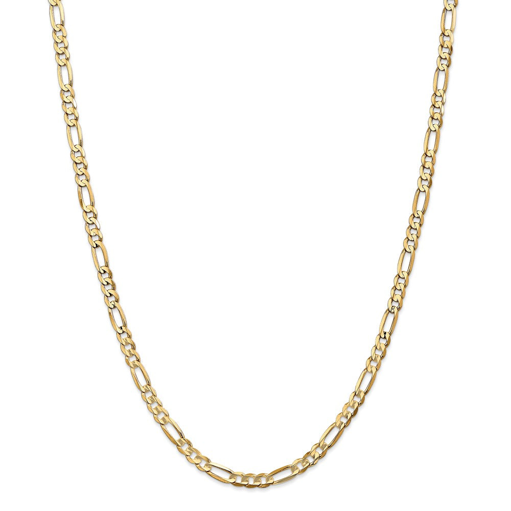Alternate view of the 4.5mm, 14k Yellow Gold, Open Concave Figaro Chain Necklace by The Black Bow Jewelry Co.