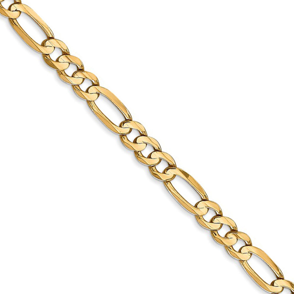 4.5mm, 14k Yellow Gold, Open Concave Figaro Chain Necklace