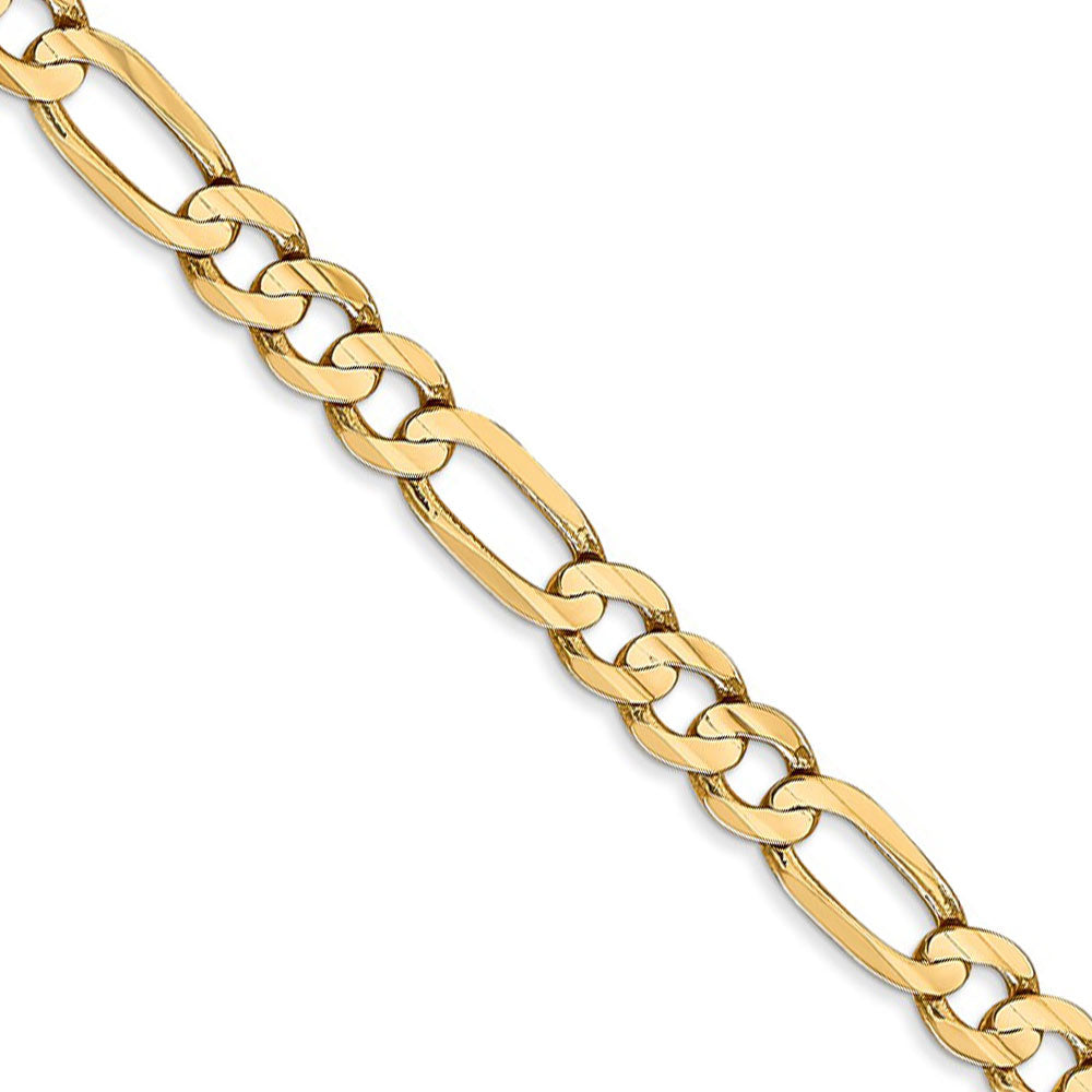 5.5mm, 14k Yellow Gold, Open Concave Figaro Chain Necklace