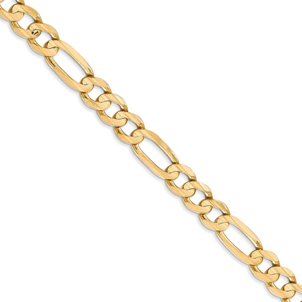 Men&#39;s 6mm 14k Yellow Gold Open Concave Figaro Chain Necklace