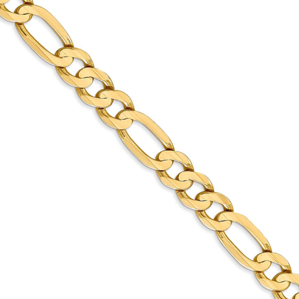 Men&#39;s 6.75mm, 14k Yellow Gold, Concave Figaro Chain Necklace, Item C8360 by The Black Bow Jewelry Co.