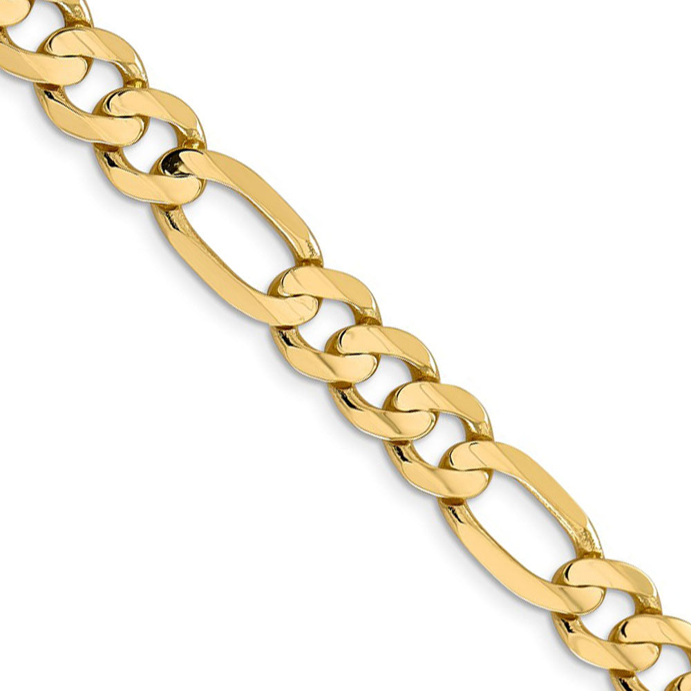 Men&#39;s 8.75mm, 14k Yellow Gold, Concave Figaro Chain Necklace, Item C8362 by The Black Bow Jewelry Co.