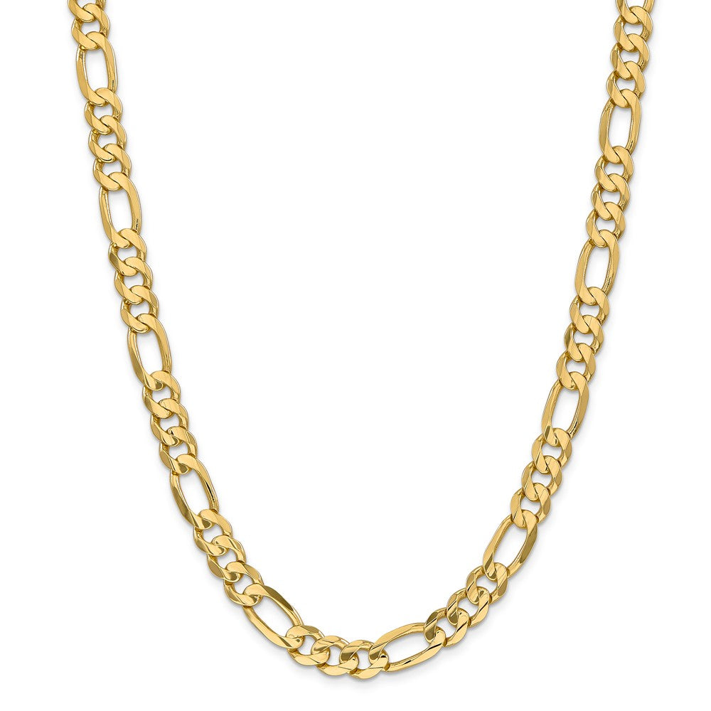 Men's 8.75mm, 14K Yellow Gold, Concave Figaro Chain Necklace, 24 inch by The Black Bow Jewelry Co.