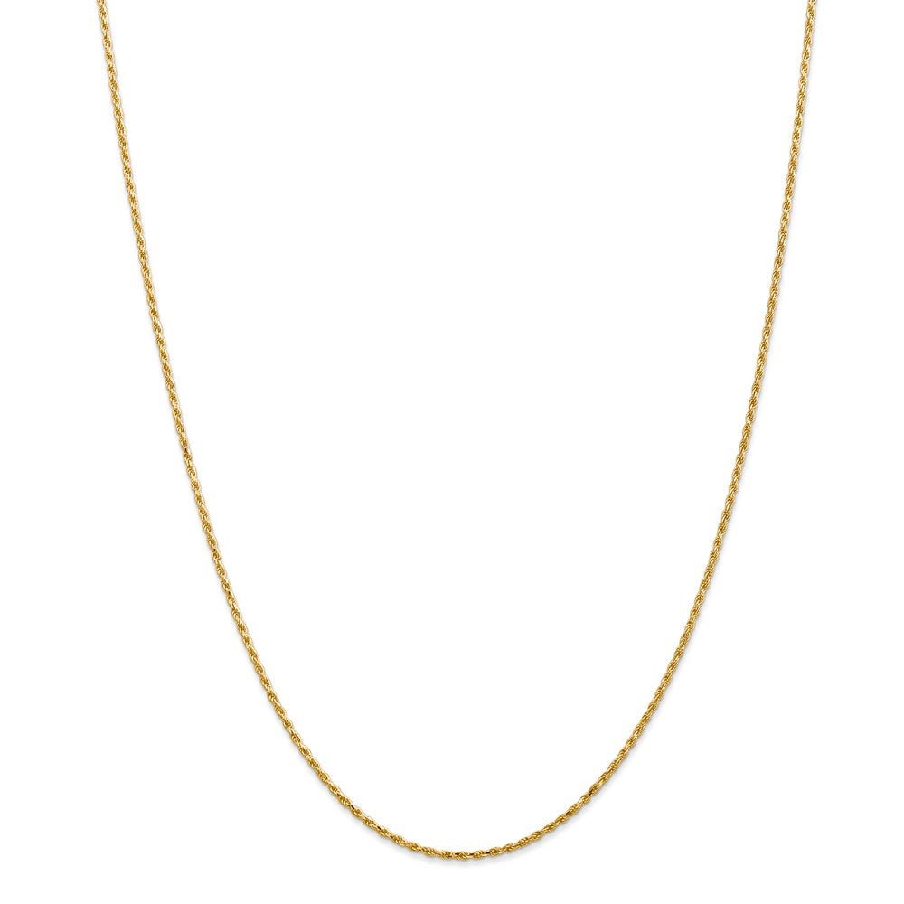 Alternate view of the 1.3mm, 14k Yellow Gold, Diamond Cut Rope Chain Necklace by The Black Bow Jewelry Co.