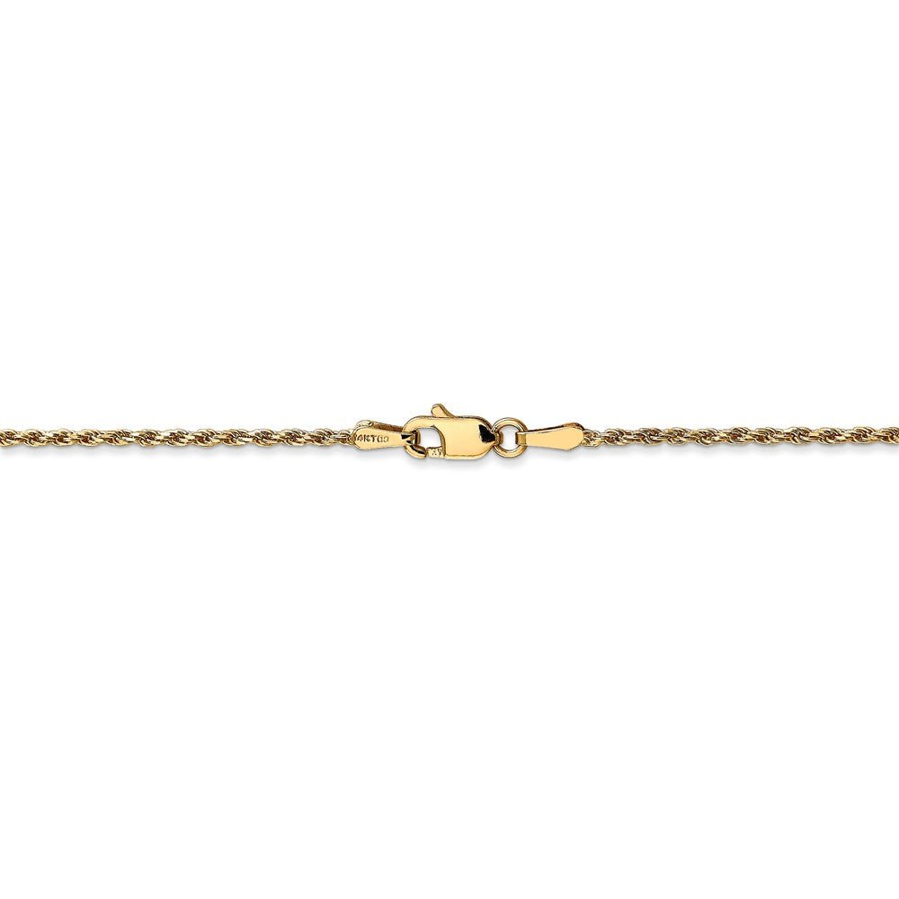 Alternate view of the 1.3mm, 14k Yellow Gold, Diamond Cut Rope Chain Necklace by The Black Bow Jewelry Co.