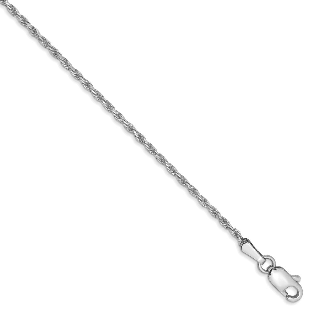 1.3mm, 14k White Gold, Diamond Cut Rope Chain Anklet or Bracelet, Item C8364-B by The Black Bow Jewelry Co.