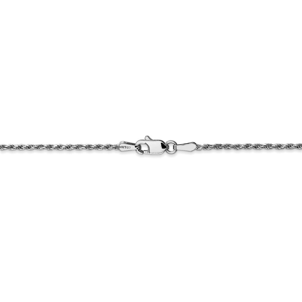 Alternate view of the 1.3mm, 14k White Gold, Diamond Cut Rope Chain Anklet or Bracelet by The Black Bow Jewelry Co.