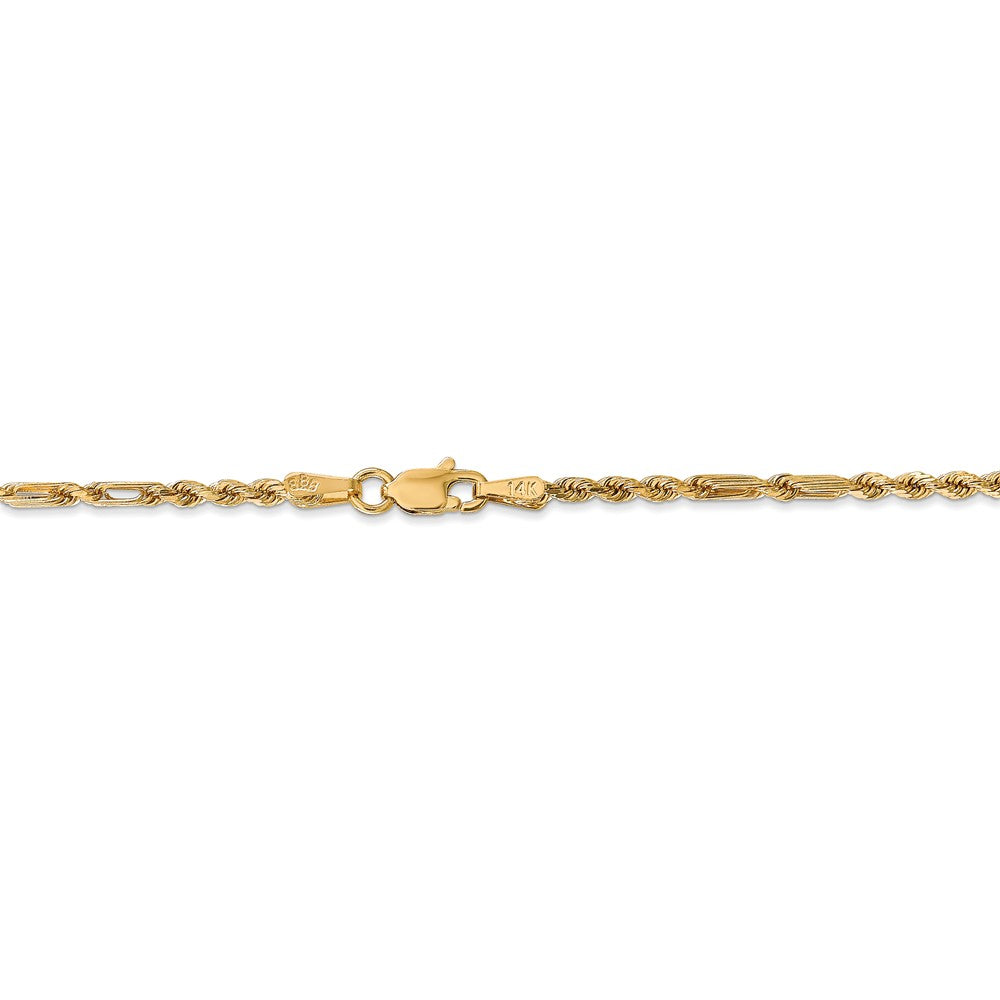 Alternate view of the 2.25mm, 14k Yellow Gold, Diamond Cut, Milano Rope Chain Necklace by The Black Bow Jewelry Co.