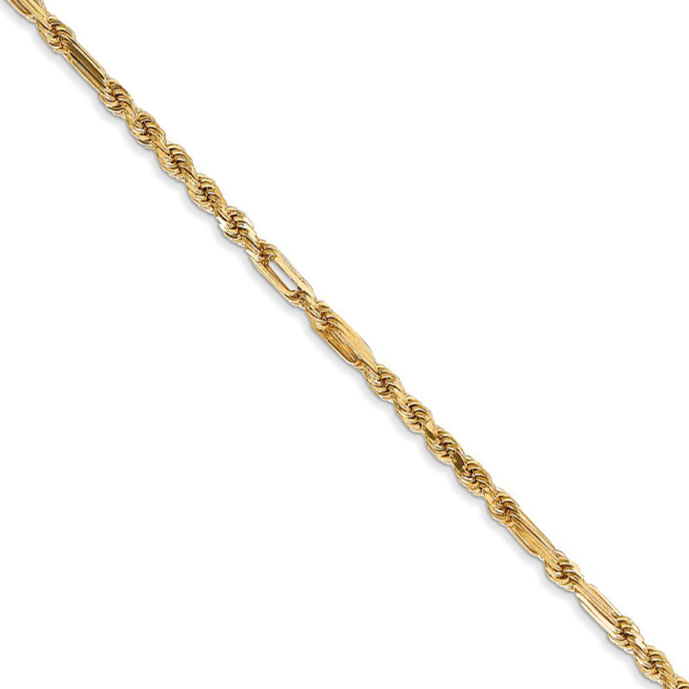 2.25mm, 14k Yellow Gold, Diamond Cut, Milano Rope Chain Necklace