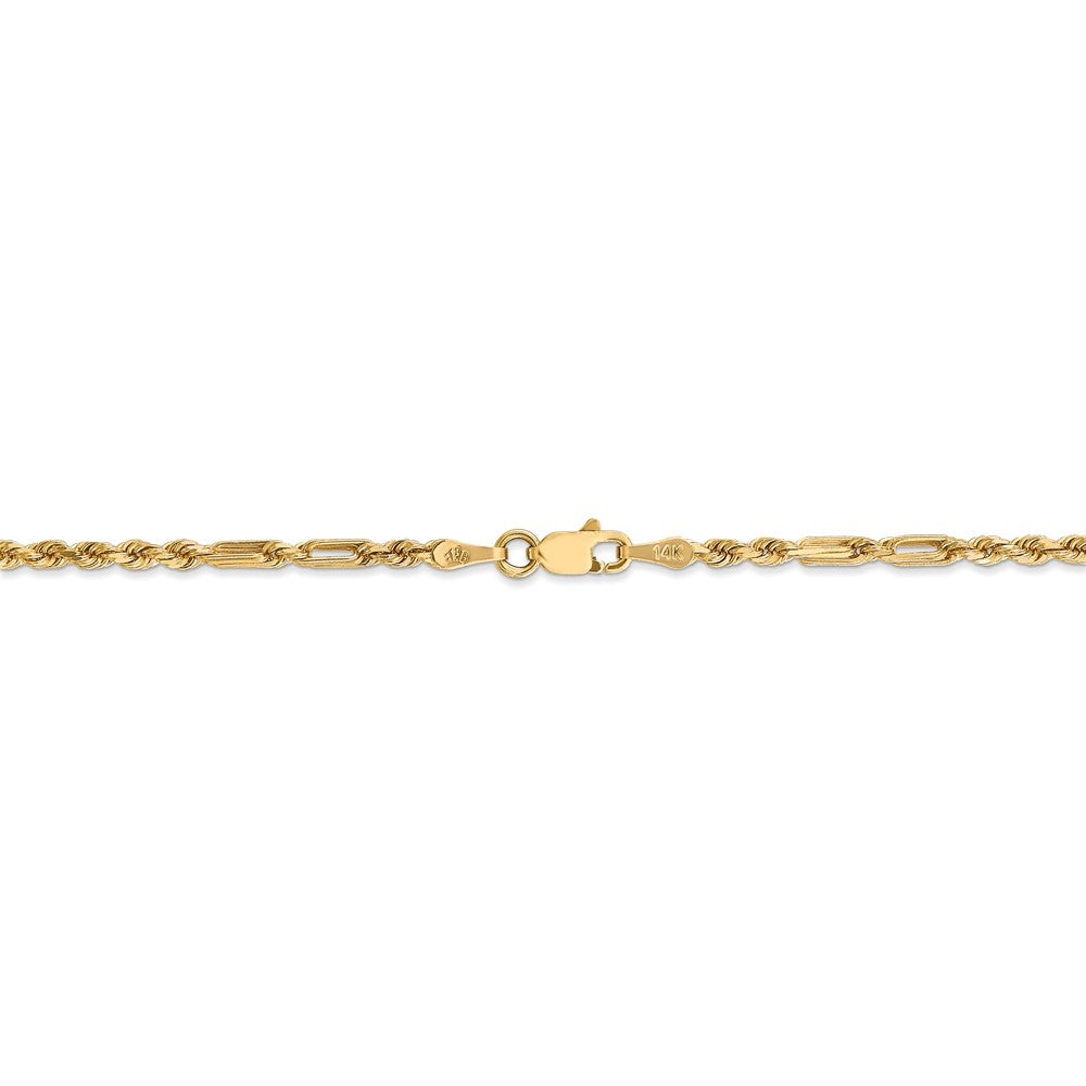 Alternate view of the 2.5mm, 14k Yellow Gold, Diamond Cut, Milano Rope Chain Necklace by The Black Bow Jewelry Co.