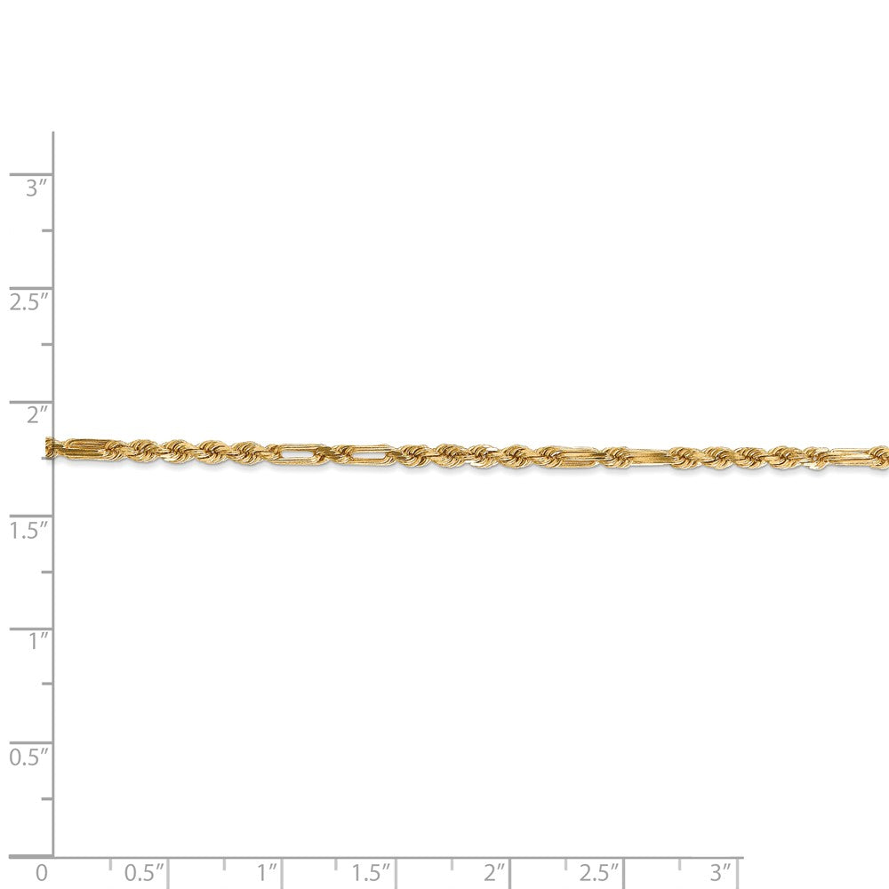 Alternate view of the 2.5mm, 14k Yellow Gold, Diamond Cut, Milano Rope Chain Necklace by The Black Bow Jewelry Co.