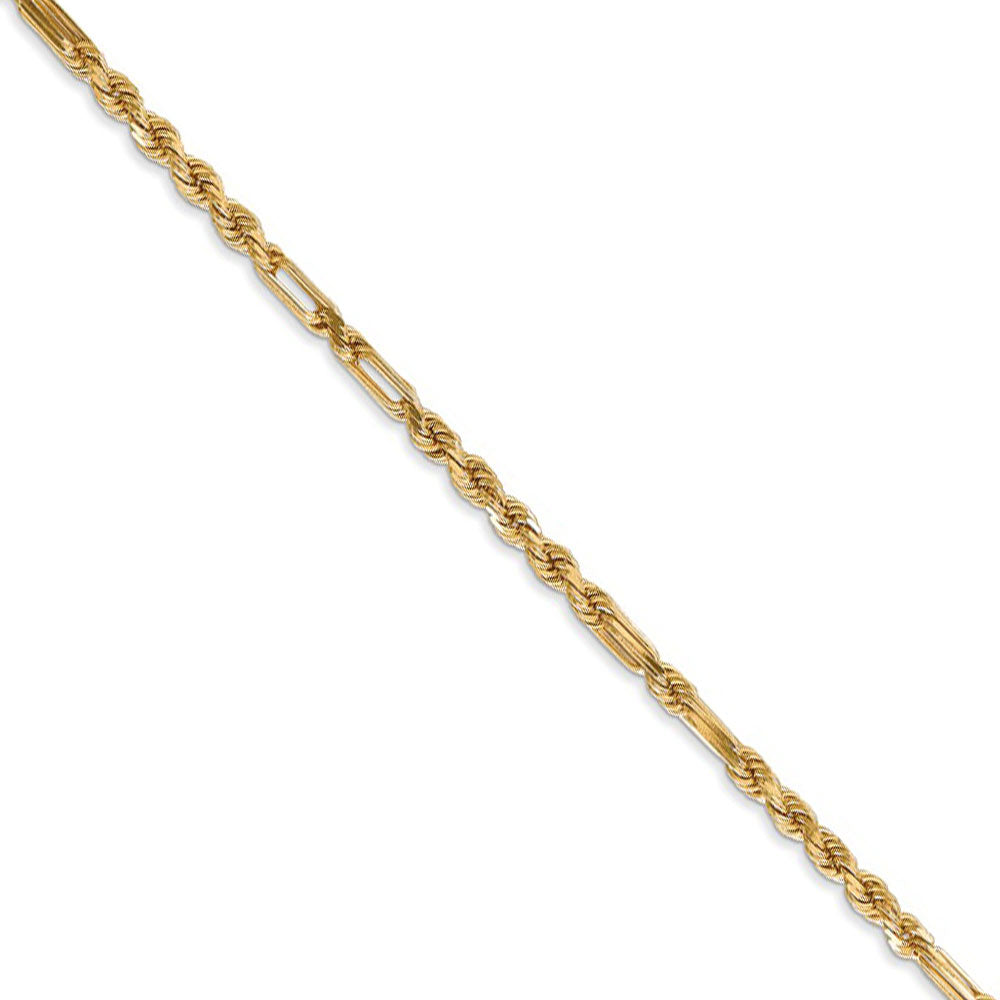 2.5mm, 14k Yellow Gold, Diamond Cut, Milano Rope Chain Necklace