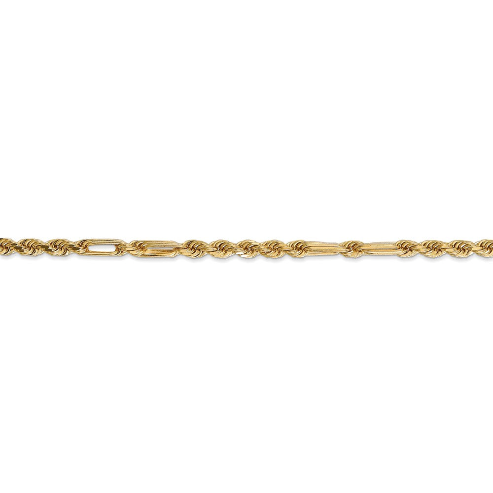 Alternate view of the 3mm, 14k Yellow Gold, Diamond Cut, Milano Rope Chain Bracelet by The Black Bow Jewelry Co.