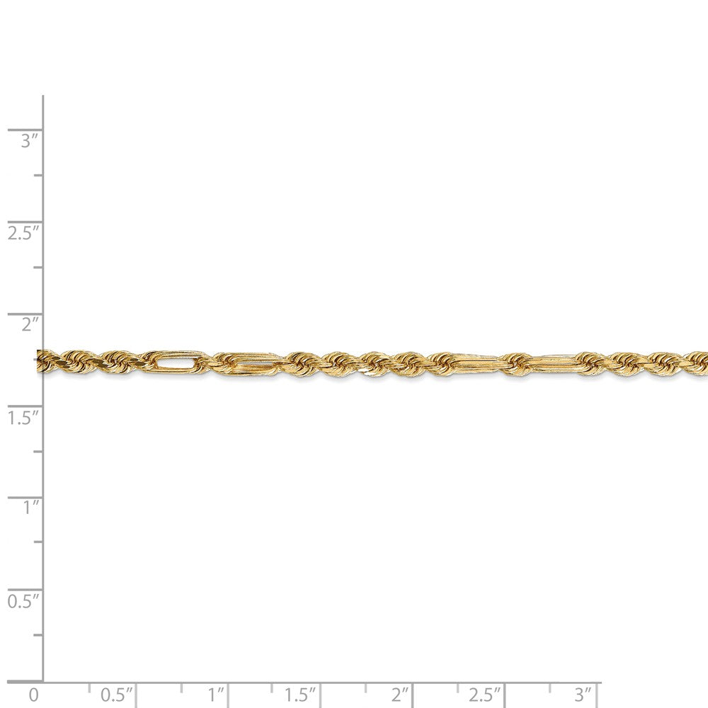 Alternate view of the 3mm, 14k Yellow Gold, Diamond Cut, Milano Rope Chain Necklace by The Black Bow Jewelry Co.