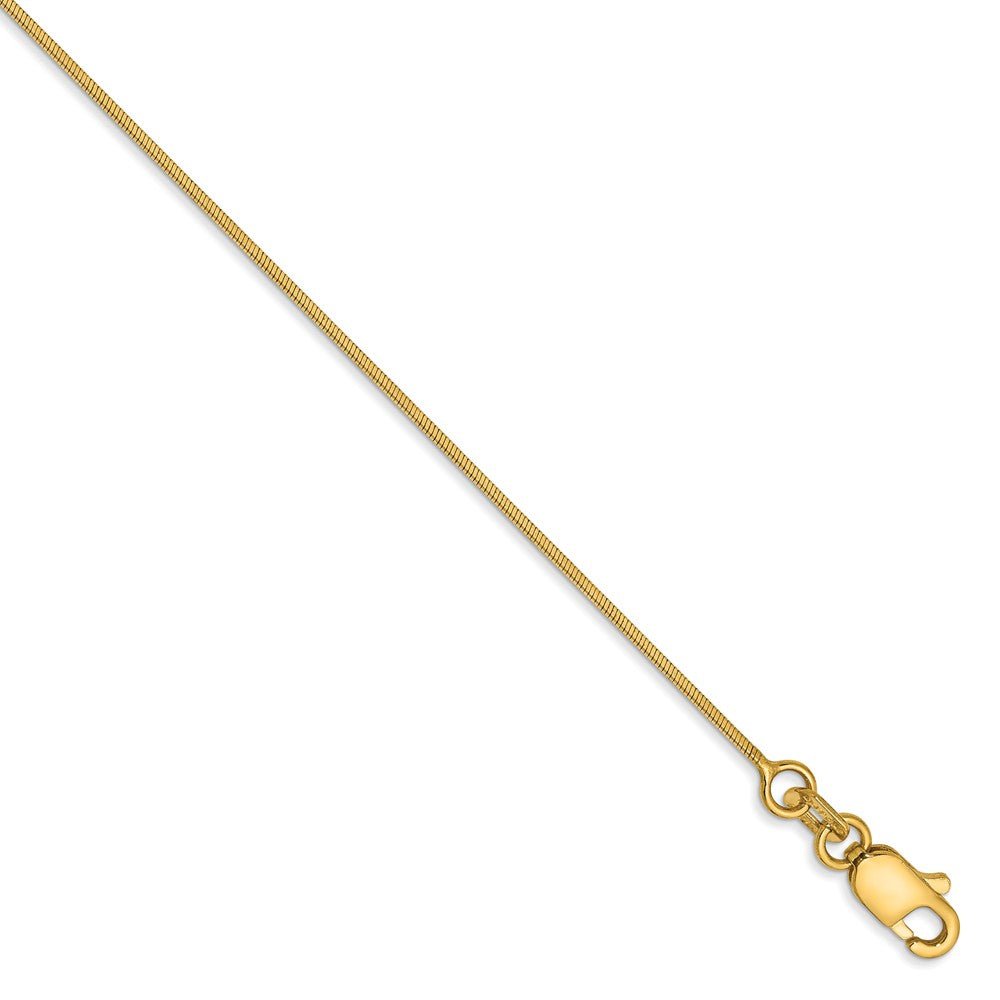 0.8mm, 14k Yellow Gold, Octagonal Snake Chain Anklet or Bracelet