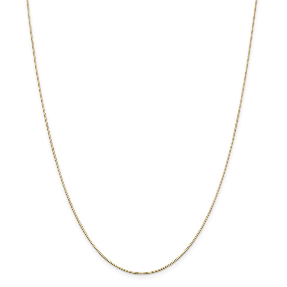 Alternate view of the 0.8mm, 14k Yellow Gold, Octagonal Snake Chain Necklace by The Black Bow Jewelry Co.