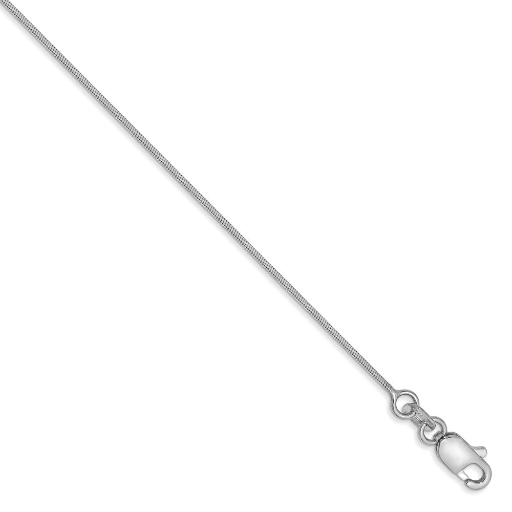 0.8mm, 14k White Gold, Octagonal Snake Chain Anklet or Bracelet, Item C8383-B by The Black Bow Jewelry Co.