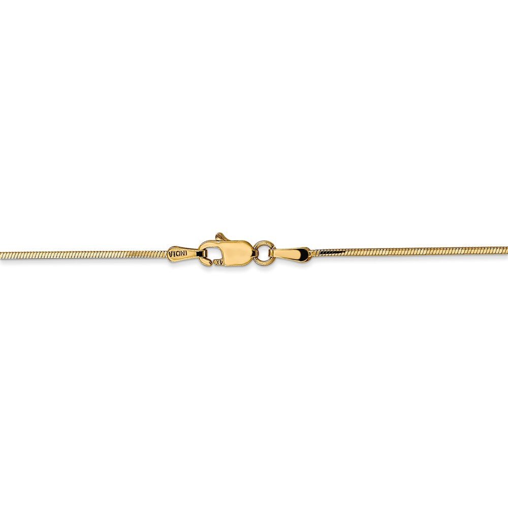 Alternate view of the 1.2mm, 14k Yellow Gold, Octagonal Snake Chain Necklace by The Black Bow Jewelry Co.