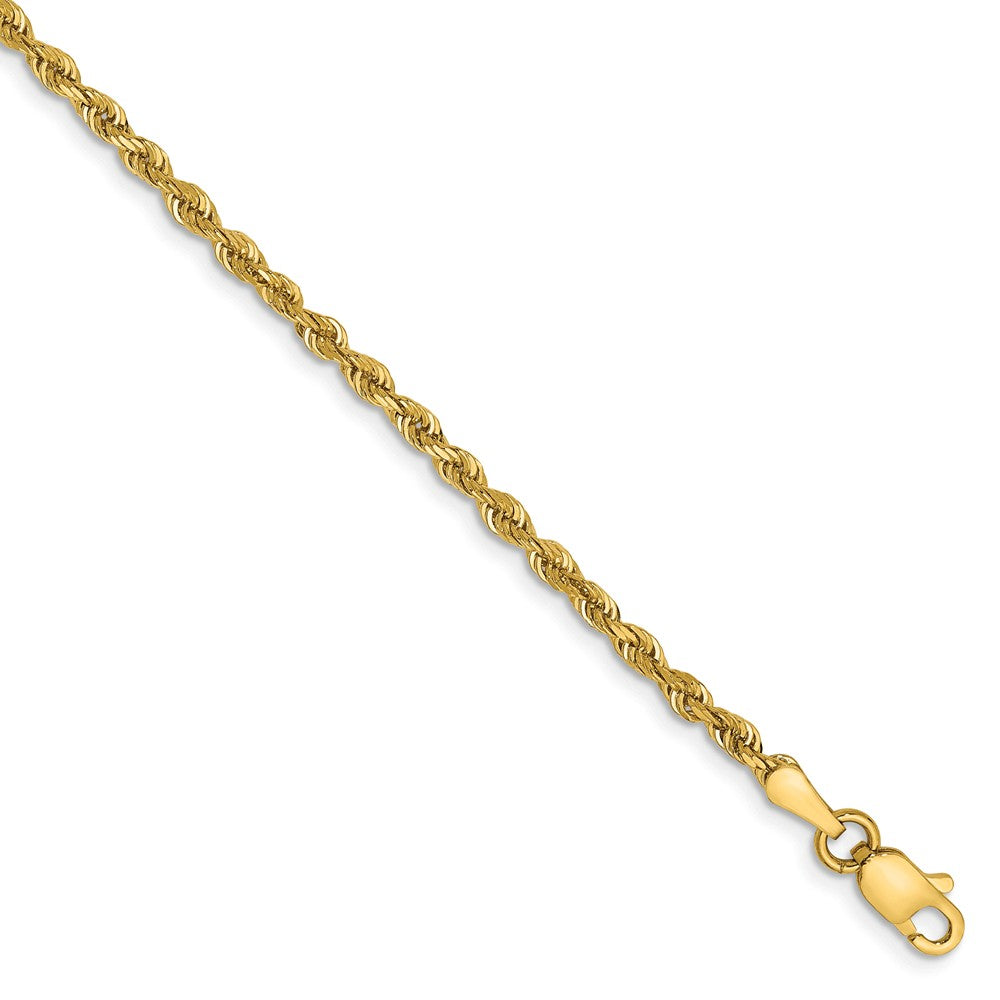 2.25mm, 14k Yellow Gold, D/C Quadruple Rope Chain Bracelet