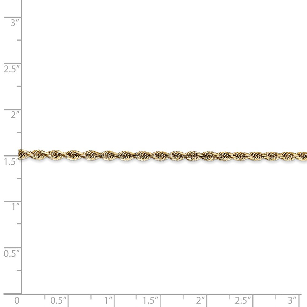 Alternate view of the 2.75mm, 14k Yellow Gold, D/C Quadruple Rope Chain Anklet or Bracelet by The Black Bow Jewelry Co.