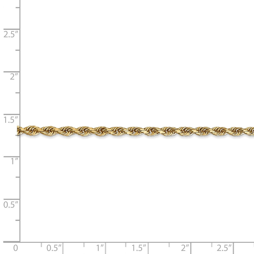 Alternate view of the 3mm, 14k Yellow Gold, D/C Quadruple Rope Chain Anklet or Bracelet by The Black Bow Jewelry Co.