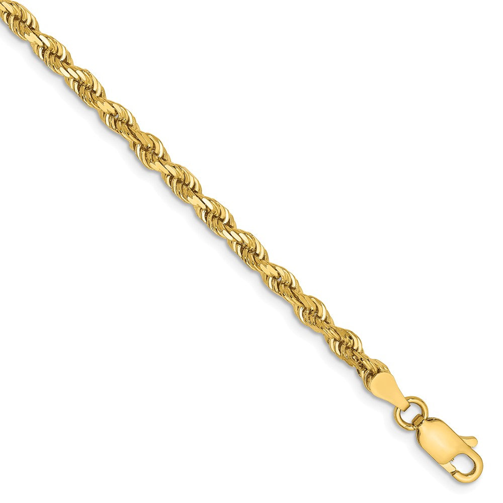 3.35mm, 14k Yellow Gold, D/C Quadruple Rope Chain Bracelet, Item C8397-B by The Black Bow Jewelry Co.