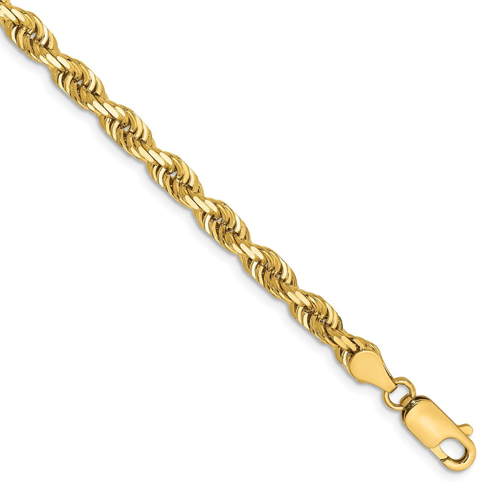4.5mm, 14k Yellow Gold, D/C Quadruple Rope Chain Bracelet