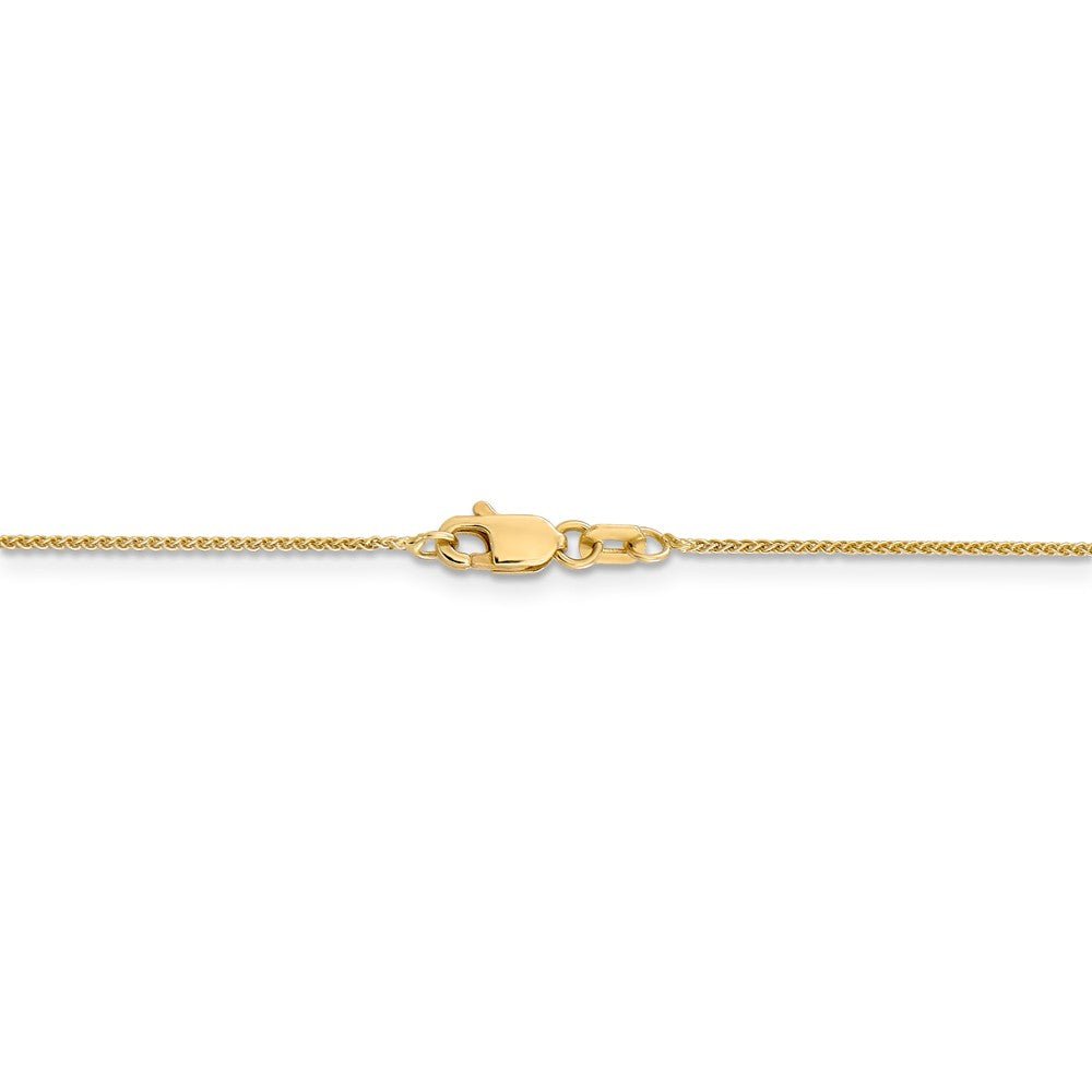 Alternate view of the 0.8mm, 14k Yellow Gold, Solid Spiga Chain Necklace by The Black Bow Jewelry Co.