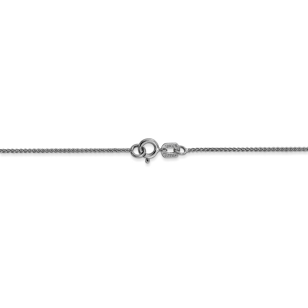 Alternate view of the 0.8mm, 14k White Gold, Solid Spiga Chain Necklace by The Black Bow Jewelry Co.