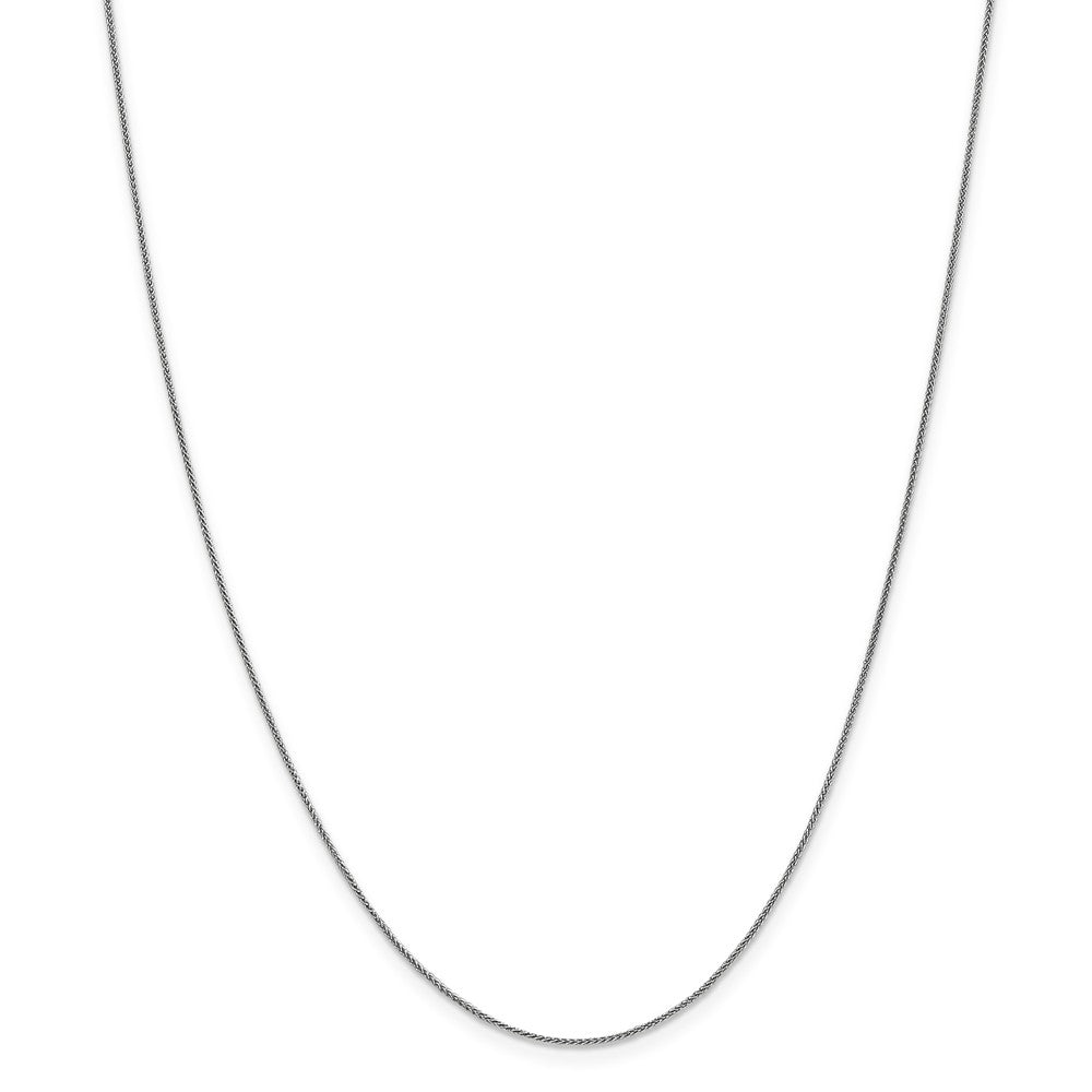 Alternate view of the 0.8mm 14k White Gold, Solid Spiga Chain Necklace by The Black Bow Jewelry Co.