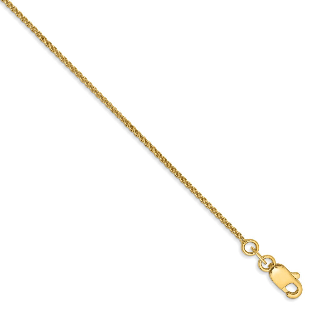 1mm, 14k Yellow Gold, Solid Spiga Chain Anklet