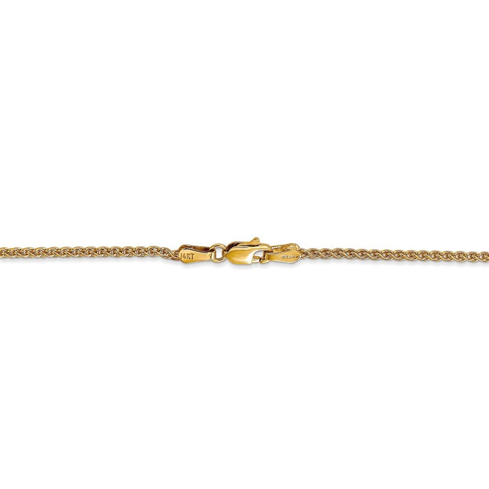 Alternate view of the 1.65mm, 14k Yellow Gold, Solid Spiga Chain Bracelet, 7 Inch by The Black Bow Jewelry Co.
