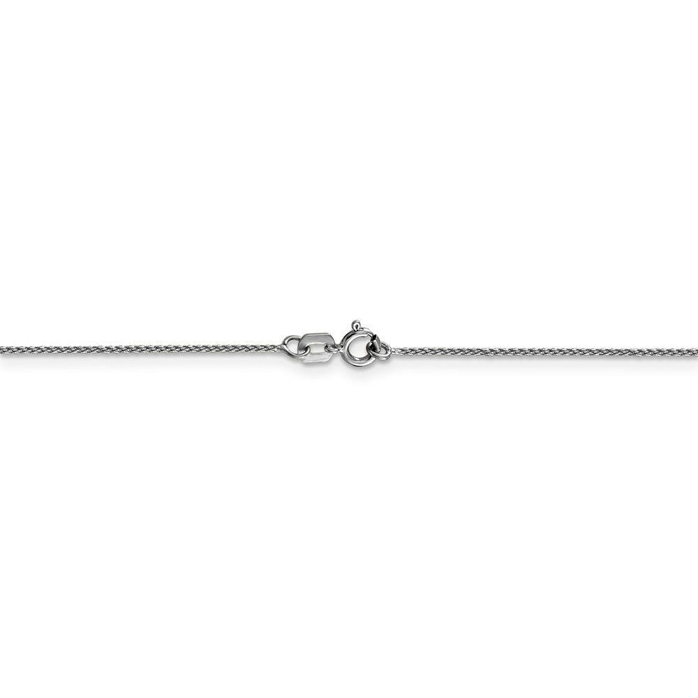 Alternate view of the 0.65mm, 14k White Gold, Diamond Cut Spiga Chain Necklace by The Black Bow Jewelry Co.
