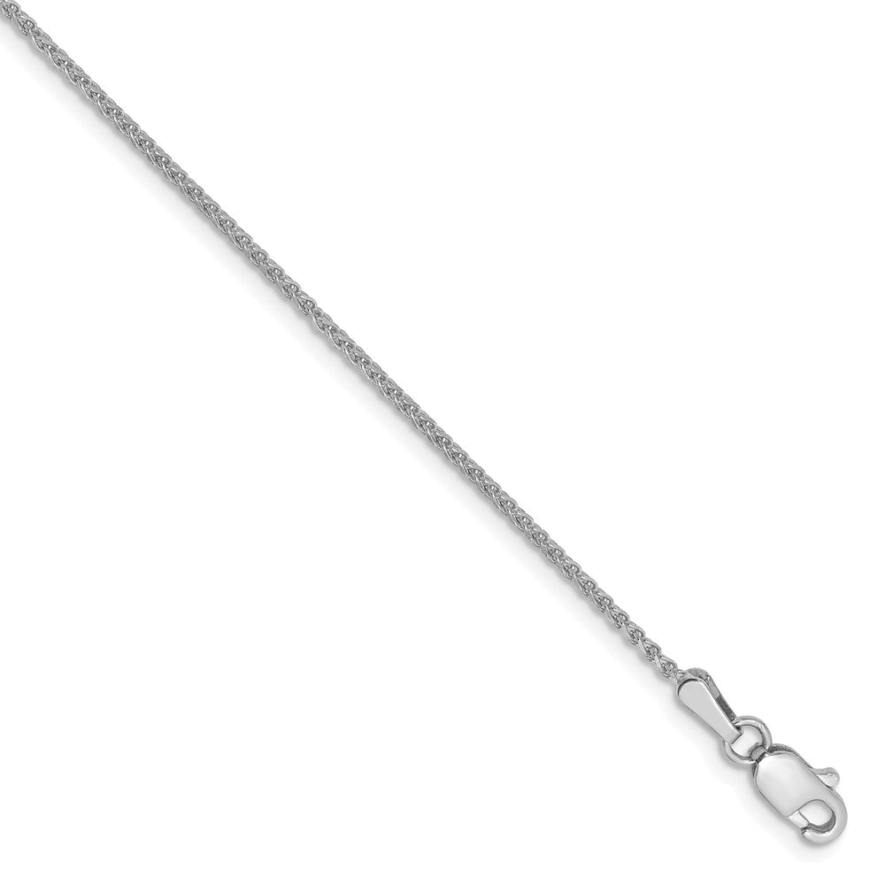 1.2mm, 14k White Gold, Diamond Cut Solid Spiga Chain Anklet, Item C8419-A by The Black Bow Jewelry Co.
