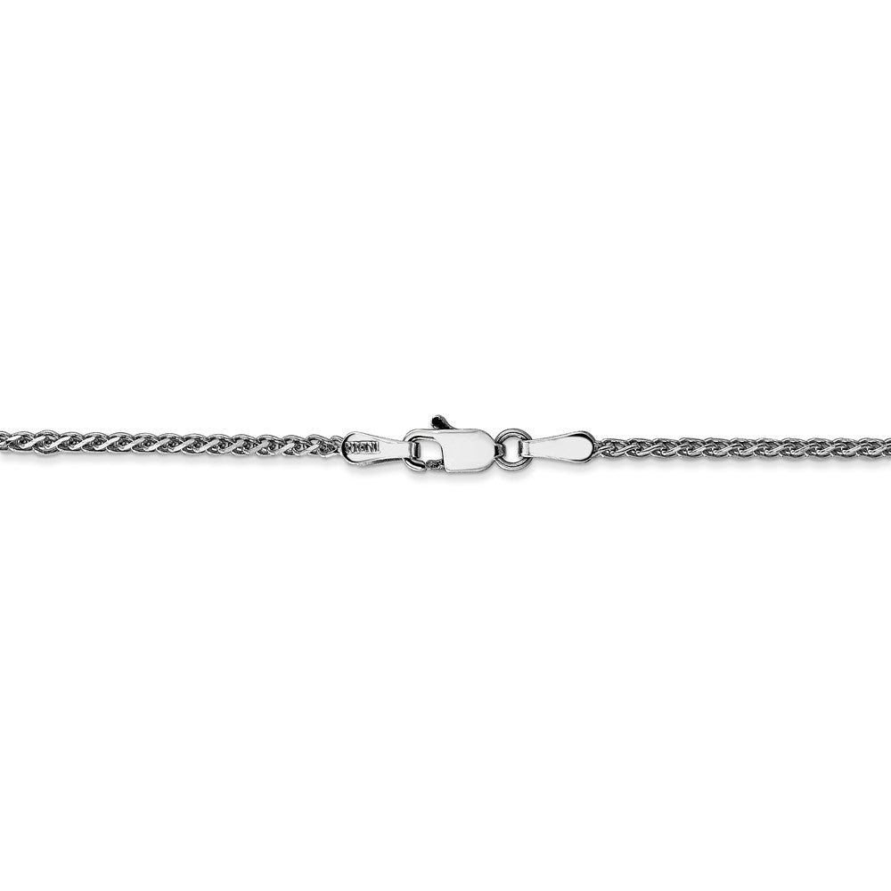 Alternate view of the 1.4mm, 14k White Gold Diamond Cut Solid Spiga Chain Necklace by The Black Bow Jewelry Co.